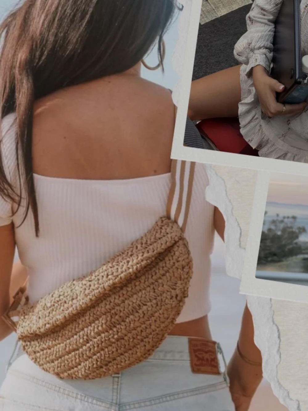 Woven Straw Mini Crossbody Bag in Natural Tan